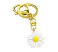 DONWOIE Daisy Keyring - Flower Keychain Bag Charms with White Petals and Yellow Center Daisy Pendant, Cute Key Rings Gifts for Lovers of Purity and Nature