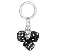 DONWOIE Dice Keyring - Lucky Keychain Bag Charms for Men with Three Black Dice Pendants, Cool Key Rings Gifts for Board Game Lovers