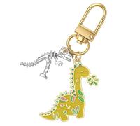 DONWOIE Dinosaur Keyring, Dinosaurs Keychain Bag Charms for Women | Cute Key Rings Gifts with Colorful and Skeleton Dinosaur Decorations for Son Teens and Women-Yello