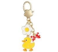 DONWOIE Duck Keyring -Bow Keychain Bag Charms for Women, Fried Egg Flower, Cute Key Rings Gifts for Girls & Teens Duck Lovers,Bow Lover