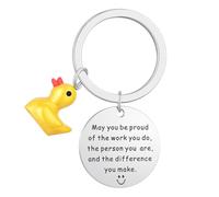 DONWOIE Duck Keyring, Inspirational Keychain Bag Charms for Women | Cute Key Ring Gifts with Positive Quotes and Duck Design for Friends Girls Students Family