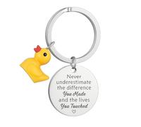 DONWOIE Duck Keyring - Inspirational Keychain Bag Charms with “Never underestimate the difference You Made and the lives You Touched” Engraved Metal Tag, Cute Keyring Gift for Friends and Loved Ones