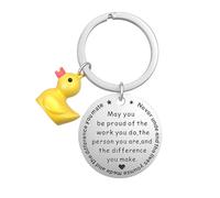 DONWOIE Duck Keyring - Inspirational Keychain Bag Charms with “Sometimes You Forget That You Are AWESOME. So This Is Your Reminder” Engraved Metal Tag, Cute Keyring Gift for Friends and Loved Ones
