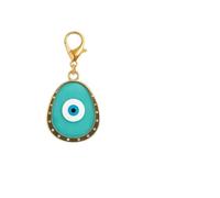 DONWOIE Evil Eye Keyring-Evil Eye Keychain Bag Charms with Introduction Card - Green Blue and Gold Protective Charm for Good Luck, Safety, and Positive Energy
