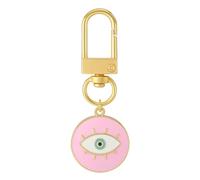 DONWOIE Evil Eye Keyring - Lucky Keychain Bag Charms for Women with Golden Eyelashes and Gradient Pupil, Cute Key Rings Gifts for Spiritual Lovers-Pink