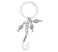DONWOIE Fishing Keyring - Fishing Keychain Bag Charms for Men, with Fish and Hook Decorations, Unique Keyrings Gift for Fishermen Lovers Father