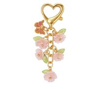DONWOIE Flower Kerings-Butterfly Keychain with Red Butterfly & Blooming Pink Petals Bag Charms for Women,Cute Key Rings Gifts for Sweethearts & Garden Enthusiasts