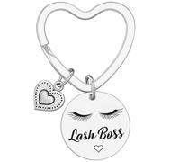 DONWOIE Heart Keyring - Lash Boss Keychain Bag Charms for Women with Heart & 'Lash Boss' Message Tag, Cool Key Rings Gifts for Beauty Professionals