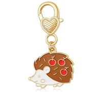 DONWOIE Hedgehog Keyring, Cherry Keychain Bag Charms for Women | Cute Key Rings with Brown Enamel Hedgehog and Red Cherries Gifts for Animal Lovers