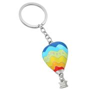 DONWOIE Hot Air Balloon Keyring,Balloon Keychain Bag Charms for Women with Gradient Colours, CAPPADOCIA Text, and Mini Building Charm, Cool Key Rings Gifts for Travel Lovers
