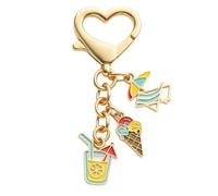DONWOIE Ice Cream Keyring, Summer Vacation Keychain Bag Charms for Women | Cute Key Rings with Refreshing Drink, Ice Cream Cone and Beach Chair Charms Gifts for Summer Lovers Girls Boys
