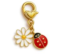 DONWOIE Ladybug Keyring - Flower Keychain Bag Charms for Women, Lively Nature-Inspired Charm with Gold Details, Cute Key Rings Gifts for Nature Lovers & Garden Enthusiasts