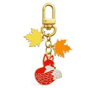 DONWOIE Maple Leaf Keyring - Fox Keychain Bag Charms for Women with Red Fox and Gradient Leaves, Cute Nature Key Rings Gifts for Fox Lovers