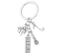 DONWOIE Music Keyring, Musician Keychain Bag Charms for Women | Cool Key Rings with Piano Microphone and Music Note Pendants Gifts for Friends Girls Family