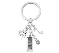 DONWOIE Music Keyring, Piano Keychain Bag Charms for Women | Cool Key Rings with Piano Keyboard and Microphone Gifts for Friends Girls Family