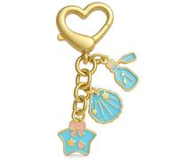 DONWOIE Ocean Keyring - Beach Keychain Bag Charms for Women with Star, Shell, and Message Bottle Charms, Cute Key Rings Gifts for Ocean Lovers