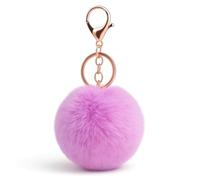 DONWOIE Pompom Keyring -Faux Fur Ball Keychain Bag Charms for Women with Gold Chain, Minimalist Key Rings Gifts for Chic & Fresh Style Admirers-Purple