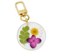 DONWOIE Pressed Flower Keyring -Floral Keychain,Pink Blossom, White Daisy, Purple Florals, and Green Leaves Encased in a Round Pendant,Cute Keyrings Gift for Women Men Floral Lovers