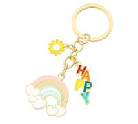DONWOIE Rainbow Keyring, Happy Keychain Bag Charms for Women