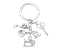 DONWOIE Sewing Keyring - Scissor Keychain Bag Charms for Women with Sewing Machine, Scissors, and Thread Spool, Cool Key Rings Gifts for Sewing Lovers