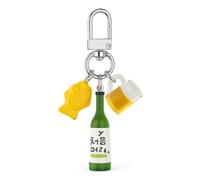 DONWOIE Soju Cans Keychain-So ju Keyring with Taiyaki Fish and Cup,Cool Key Rings for Bag Charms Car Accessories Gifts for Wine Lover's Women Men