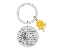 DONWOIE Sunflower Keyring, Flower Keychain Bag Charm for Women Men | Inspirational Key Rings "I AM THE STORM" Motivational Gift for Students Teacher Friends Family Boys and Girls