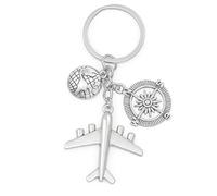 DONWOIE Travel Keyring - Adventure Keychain with Globe, Airplane, and Compass Charms, Adventure-Themed Accessories, Perfect Gifts for Travelers and Explorers