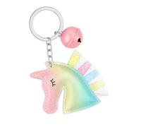 DONWOIE Unicorn Keyring - Rainbow Keychain Bag Charms for Women with Gradient Head, Striped Mane & Pink Bell, Cute Keychains Gifts for Unicorn Lovers, Girls & Fantasy Fans