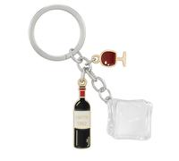 DONWOIE Wine Lover Keyring - Wines Keychain Bag Charms for Adults with Ice Cube Pendant, Cool Key Rings Gifts for Wine Lovers
