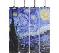 Donxote 4 Pieces Aesthetic Bookmark, Wood Van Gogh Art Bookmarks Gift Box Set, Book Mark for Book Lovers, is A Unique Gift for Men, Women, Kids - The Starry Night