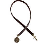 Donxote Bookmarks, Handmade Retro Cross Bible Bookmark with Long Leather Straps, Saint Benedict Book Mark, Ideal Catholic Gift (Style 1)
