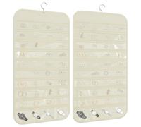DonYeco 1 Pack Hanging Jewelry Organizer 80-Pocket Dual-sided Jewelry Storage for Earring Necklace Bracelet Ring Travel Holder, Beige