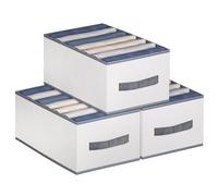 DonYeco 3 Pack Wardrobe Clothes Organizer, 7 Grids Jeans Drawer Closet Organizers and Storage, Dimension 14-1/4" x 9-1/2"x 8" (Compartment width: 2")