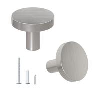 DonYoung 12 Pack Cabinet and Drawer Knobs, Bifold Barn Door Handle- Stylish Round Pulls for Bi-Folding Sliding Barn Door, Kitchen, Dressers, Cupboard and Closets, Brushed Satin Nickel