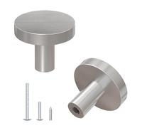 DonYoung 2 Pack Cabinet and Drawer Knobs, Bifold Barn Door Handle- Stylish Round Pulls for Bi-Folding Sliding Barn Door, Kitchen, Dressers, Cupboard and Closets, Brushed Satin Nickel
