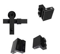 DonYoung 2PCS Metal Barn Door Stopper Door Holder for Sliding Barn Door Flat Track, Black, Powder Coated, Rustic Style, Aluminium, Door Mount, Soft Close, 1-7/16 in - 1-5/8 in Width, 1/4 in Thickness