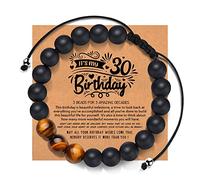 DONYUDE 30th Birthday Gifts for Him Tiger Eye Bracelet Men Adjustable Bead Bracelet Mens Birthday Gift Ideas Christmas Anniversary Jewelry