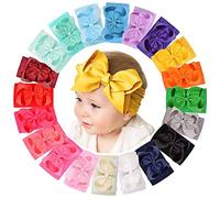 Dooboi 20pcs Baby Girls Bows Headbands Nylon Hairbands Ribbon Bow Elastic Hair Accessories for Newborns Infants Toddlers and Kids