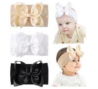 Dooboi 3pcs Baby Headbands Bows Girls Headbands Black White