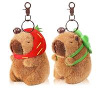 DOOCECIY 2 Pcs Capybara Plush Toy Keyring, Capybara Keychain