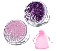 DOOCECIY 2 Pcs Compact Mirror for Handbag, Portable Folding Pocket Mirror for Women