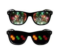 DOOCECIY 2 Pcs Diffraction Glasses, Heart Shaped Dollar Kaleidoscope Glasses, 3d Prism Rainbow Effect Rave Glasses