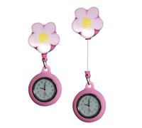 DOOCECIY 2 Pcs Fob Watches for Nurses, Retractable Clip on Hanging Silicone Cover Nurse Watch