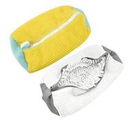 DOOCECIY 2 PCS Laundry Shoe Bags with Zipper for Washing Machine, Reusable Cleaning Bag for Sneakers Canvas Running Shoes(Gray, Yellow)