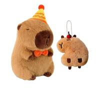 DOOCECIY 23 cm Capybara Plush Gifts, Cute Stuffed Happy Birthday Top Hat Capybara Teddy with Capybara Toy Squeak
