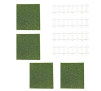 DOOCECIY 4 Pcs Artificial Fake Grass Mat with 4 Pcs Garden Fence, 15x15cm Puppy Grass Patch Training Pad