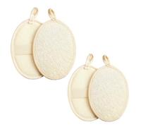 DOOCECIY 4 Pcs Natural Loofah Mitt Sponge, Body Scrub Lufa Sponge for Women and Men Bath