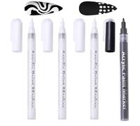 DOOCECIY 4 PCS White Nail Pencil, Quick Dry Nail Whitening Pencil for Dot and Line Art, Black and White