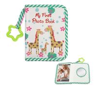 DOOCECIY 6x4" Baby Photo Album Holds 17 Pictures, My First Photo Album Giraffe, Soft Cloth Baby Photo Book Personalized Memory for Family Shower Party Record Your Child's Growth (Green)