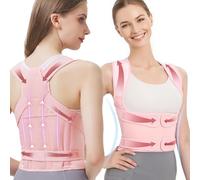 DOOCECIY Back Straightener Posture Corrector for Women, Elastic Adjustable Breathable Upper Lower Back Support Brace (Pink, M)